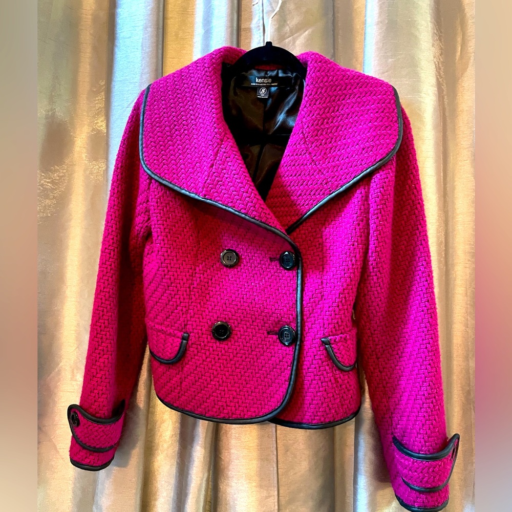 Kensie Fuchsia Jacket With Black Trim & Buttons
